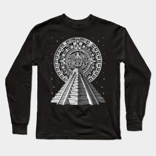 Aztec Pyramid Calendar Long Sleeve T-Shirt